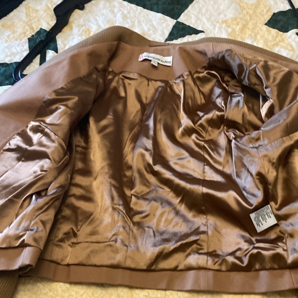 G by Giuliana Rancic crop jacket womens medium tan cotton blend lined - Picture 9 of 11